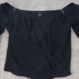 Black classy over the shoulder shirt